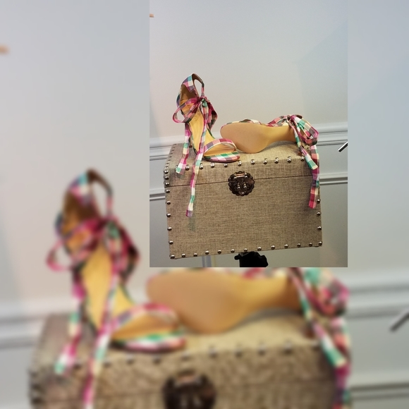 She's Ready Plaid Ribbon Lace Tie Heels - Picture 5 of 5